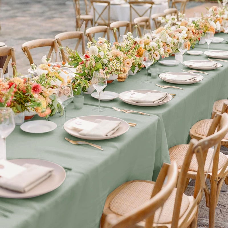 sancua 2 Pack Sage Green Tablecloth 60 x 102 Inch  Rectangle Table Cloth for 6 Feet Tables - Stain and Wrinkle Resistant Washable Polyester Table Cover for Dining Tables  Buffet Parties and Camping - Image 4